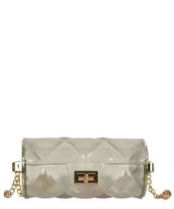 Diamond Quilted Cylinder Shape Crossbody Jelly Bag SP7163 CLEAR